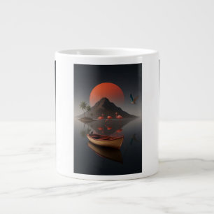 Grande Tasse Eau calme, soleil brûlant échos au crépuscule où S