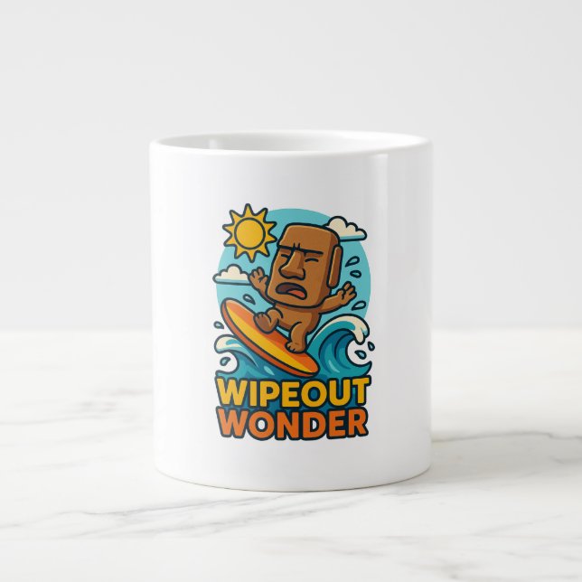 Grande Tasse Échec du Surf Wipeout Moai Chibi (Devant)