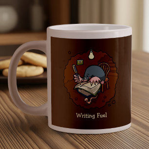 Grande Tasse Écriture Cartoon Cute Cartoon Mole Writer Dans Bur