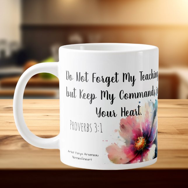 Grande Tasse Écriture florale (Customize to your favorite scripture or order as is.)