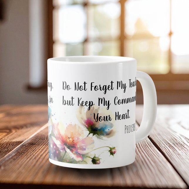 Grande Tasse Écriture florale (Scripture ..do not forget.. floral elegant design,)