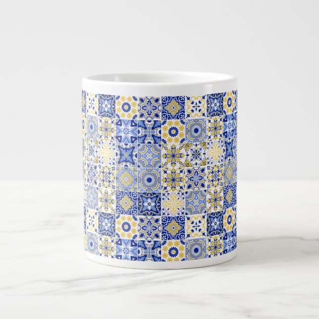 Grande Tasse Elegant blue& white Portuguese Azulejo pattern  (Devant)