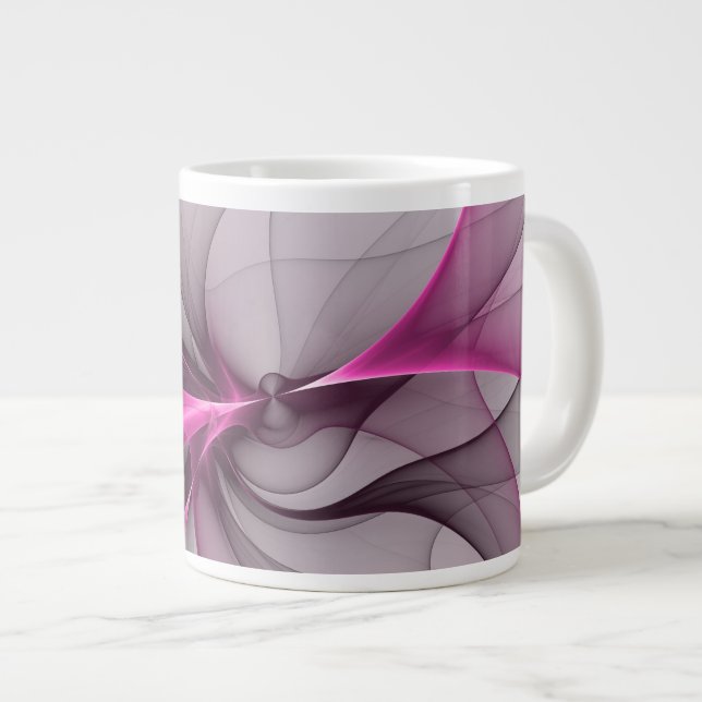 Grande Tasse Elégant Chaos Moderne Abstrait rose Fractal Art (Devant droit)