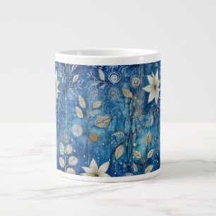 Grande Tasse Élégant floral botanique d'hiver bleu indigo