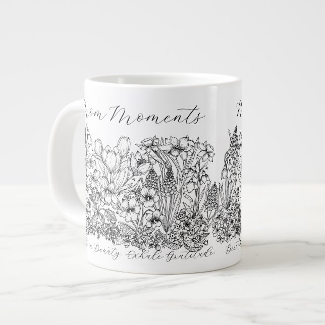 Grande Tasse Elegant Floral Script Saying Boho Line Art  (Devant gauche)
