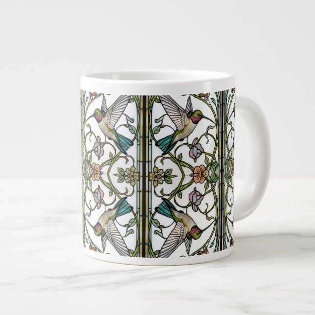 Grande Tasse Elegant hummingbird artwork botanical boho chic (Devant droit)