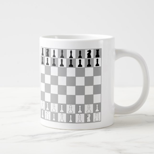 GRANDE TASSE ÉLÉGANT JEU D'ÉCHECS NOIR ET BLANC (Droite)