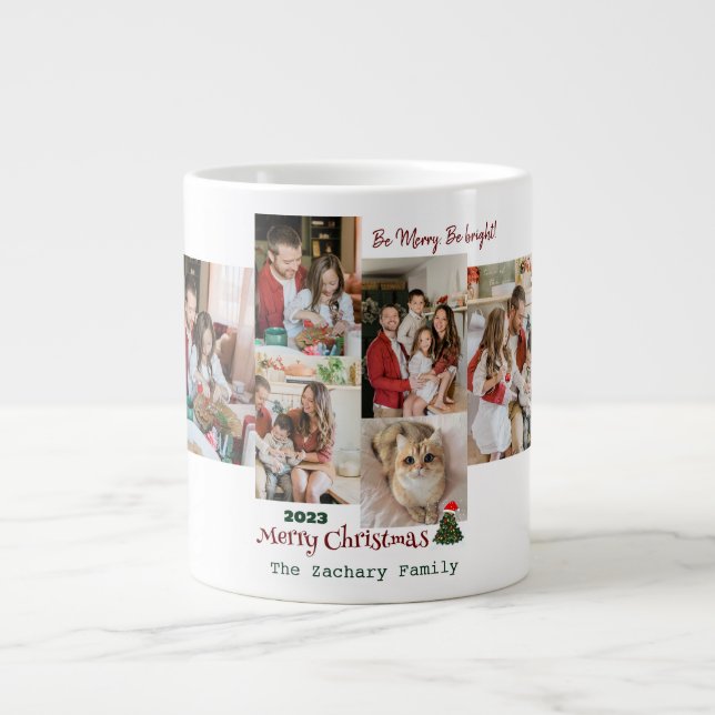 Grande Tasse Élégant moderne Famille de Noël Collage photo (Devant)