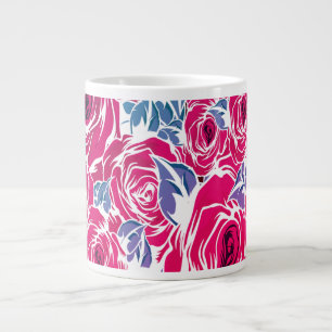 Grande Tasse Élégant Motif Rose Vintage - Floral rouge et rose