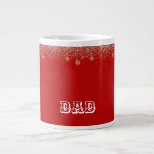 Grande Tasse Élégant or Flocon de neige tombant Noël Nom rouge