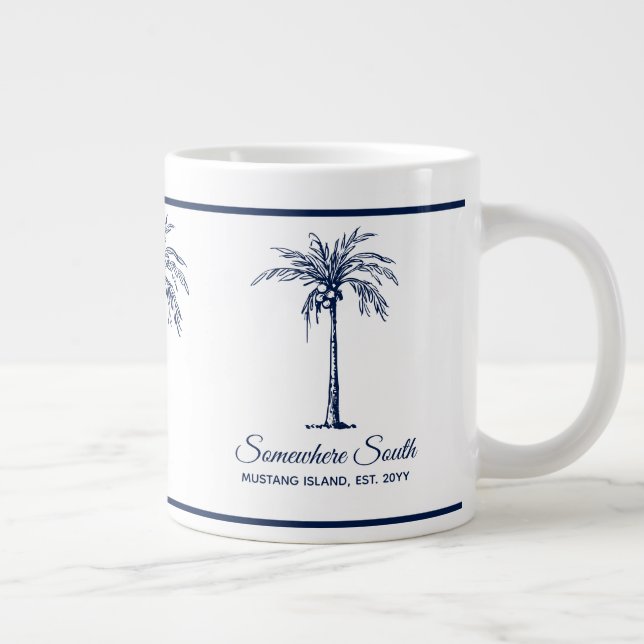 Grande Tasse Elégant palmier bleu personnalisé (Droite)