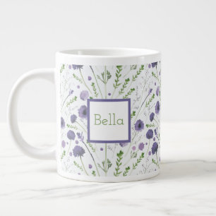 Grande Tasse Elégant teint d'eau violet motif floral