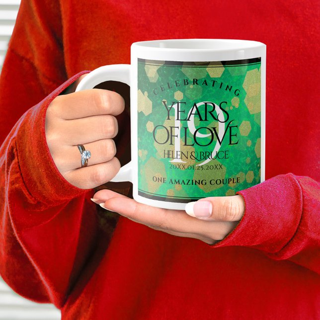Grande Tasse Élégante 19e anniversaire du Mariage de Jade (19th Wedding Anniversary Jumbo Coffee Mug Cover Photo.)
