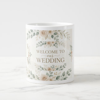 Grande Tasse Élégante Bienvenue Florale Aquarelle Mariage Accue