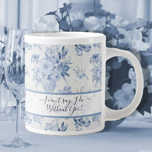 Grande Tasse Elégante Blue Floral Classic Bridesmaid Propositio