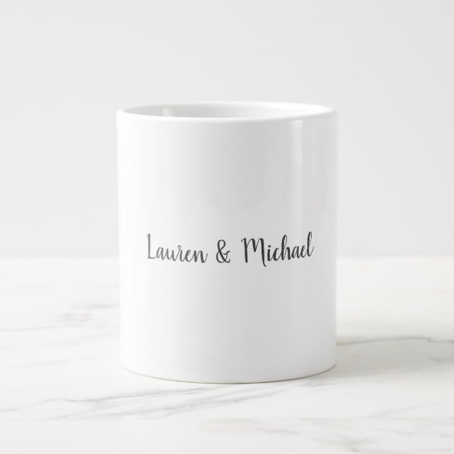 Grande Tasse Élégante calligraphie minimaliste mariage noir bla (Devant)