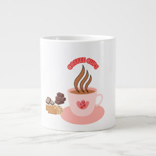 Grande Tasse Elégante Coupe de Café avec Chocolat & Biscuits