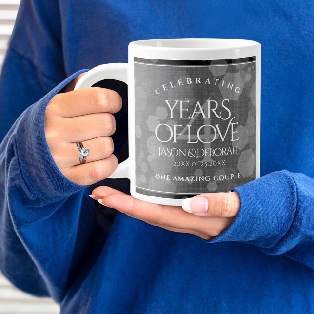 Grande Tasse Élégante fête du 4e anniversaire du Mariage de lin (4th Wedding Anniversary Jumbo Coffee Mug Cover Photo.)