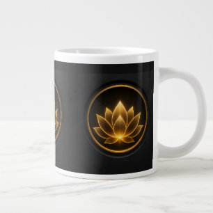 Grande Tasse Élégante Fleur de Lotus Dorée Lumineuse sur Fond S