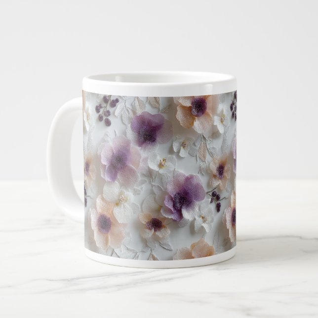 Grande Tasse Elégante purple Peony Blossom Floral Spécialité Mu (Devant gauche)