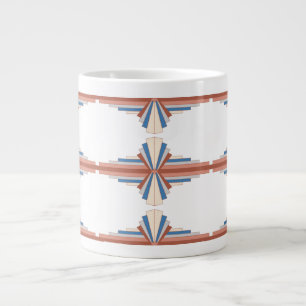 Grande Tasse Éléments Art déco en or rose, marron & bleu