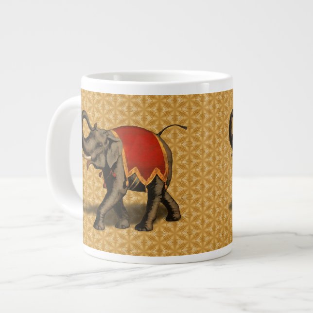Grande Tasse Éléphant indien avec linge rouge (Devant gauche)