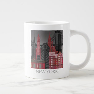 Grande Tasse Élévations de New York par nuit - Rouge