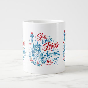 Grande Tasse Elle aime Jésus et l'Amérique aussi le 4 juillet C