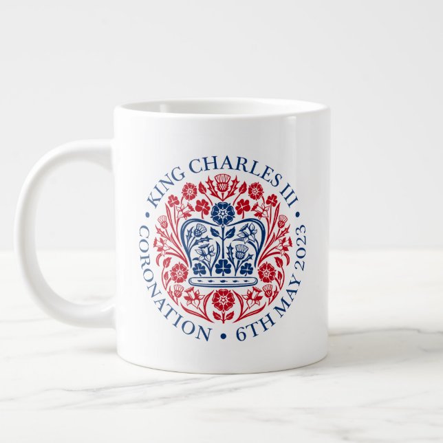 Grande Tasse Emblème de couronnement du roi Charles III, souven (Gauche)