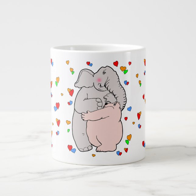 Grande Tasse Embrassez l'éléphant et l'ours (Devant)