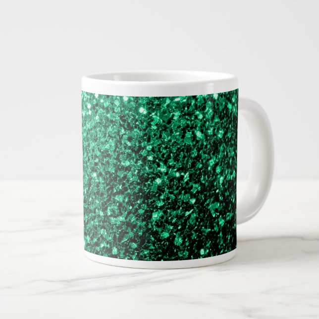 Grande Tasse Émeraude de parties scintillant verte (Devant droit)