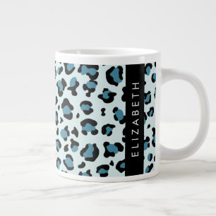 Grande Tasse Empreinte de léopard, Spots, Leopard Bleu, Votre N