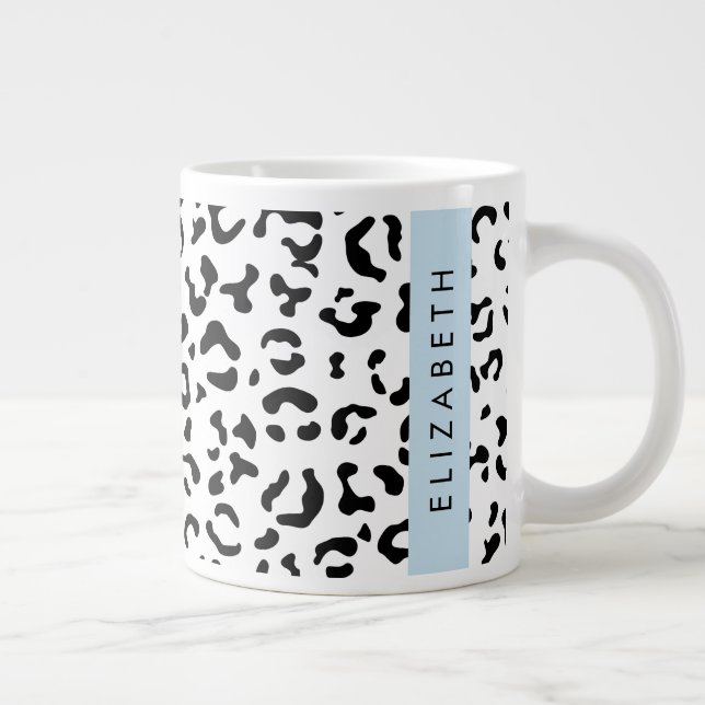 Grande Tasse Empreinte de léopard, Spots, Noir Et Blanc, Votre  (Droite)