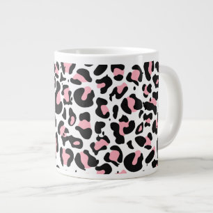 Grande Tasse Empreinte de léopard tendance rose et noir