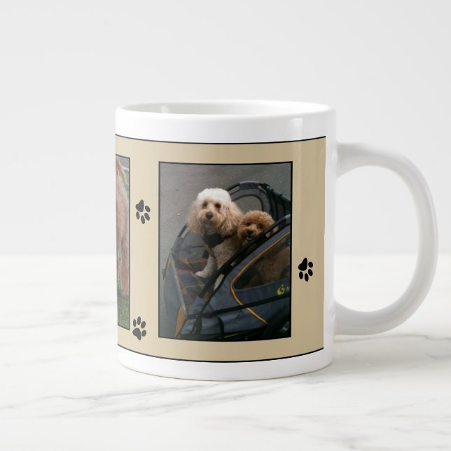 Grande Tasse Empreintes de pattes photo de chien personnalisé C (Droite)