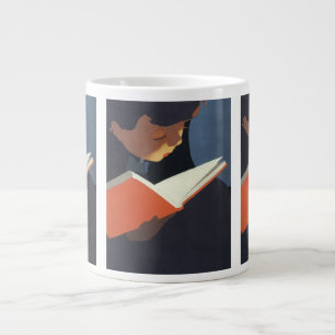 Grande Tasse Enfant de style vintage lisant un livre de la bibl