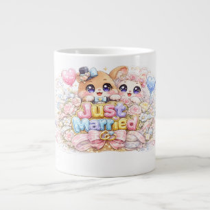 Grande Tasse Épinglette Pastel Animaux Couple Mariés Kawaii Mig