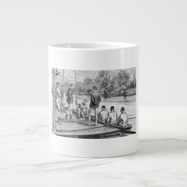 Grande Tasse Équipage de rameurs vintage au quai (Devant)