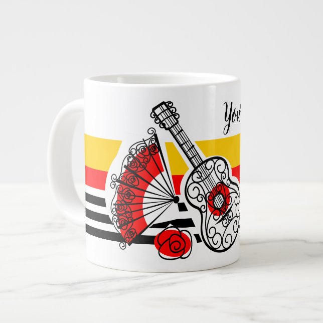 Grande Tasse Espagnol Souvenirs Classic Stripe Nom jumbo (Devant gauche)