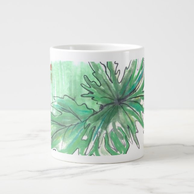 Grande Tasse Espresso Mug, Feuille de Philodendron (Devant)