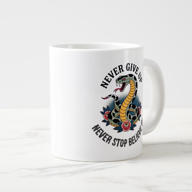 Grande Tasse Esprit sans peur : Serpent gras et oeuvre d'art Ro (Devant droit)