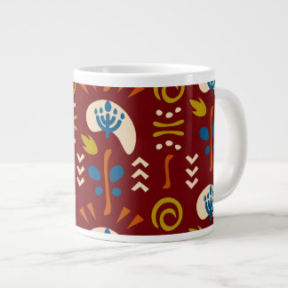 Grande Tasse Ethnic Folk Floral Pattern