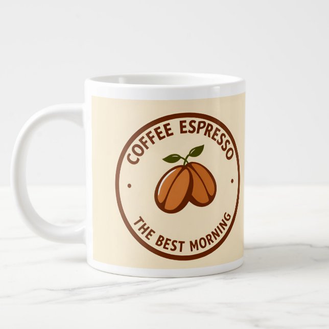 Grande Tasse Étiquette d'expresso de café avec un design à thèm (Gauche)