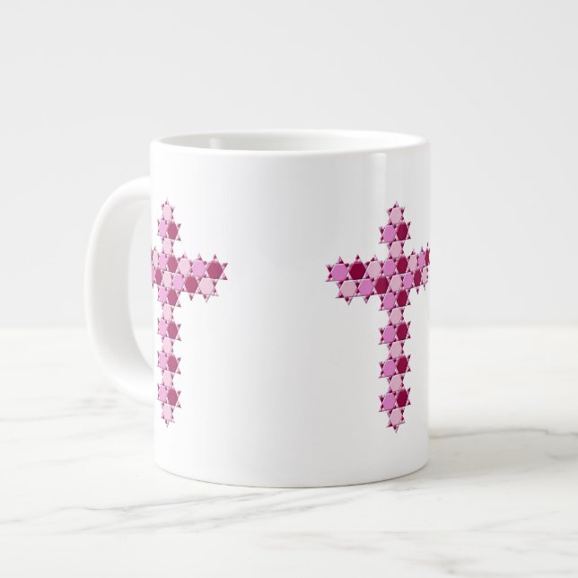 Grande Tasse Étoile rose de David Croix Illusion optique (Devant gauche)