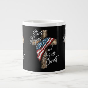 Grande Tasse Étoiles Bandes et Jésus-Christ Foi Patriote