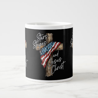 Grande Tasse Étoiles Bandes et Jésus-Christ Foi Patriote