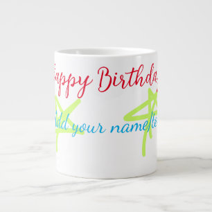 Grande Tasse Étoiles colorées joyeux anniversaire ajouter nom t