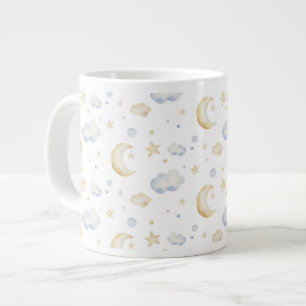 Grande Tasse Etoiles de lune d'aquarelle et Motif de nuage
