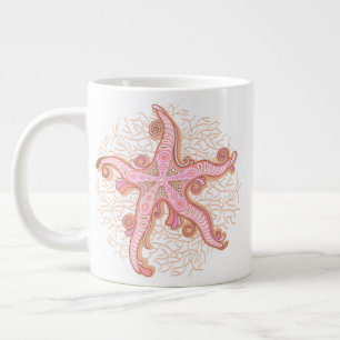 Grande Tasse Étoiles de mer et motif pastel rose corail
