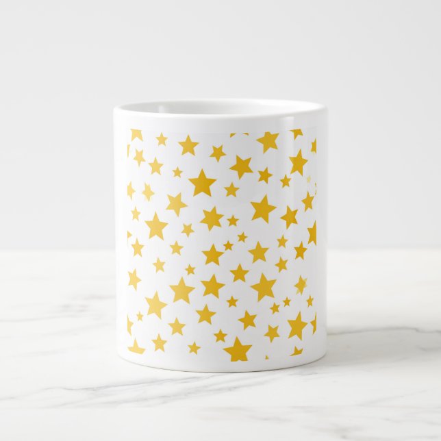 Grande Tasse étoiles dorées sur fond blanc (Devant)